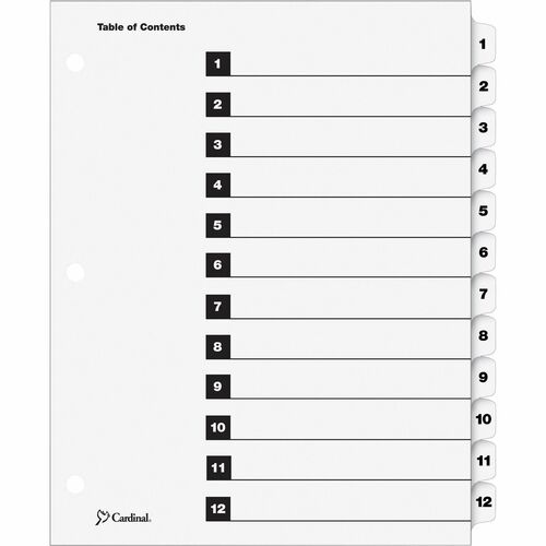 Index, 3-Ring, 1-Step, 1-12, Clear