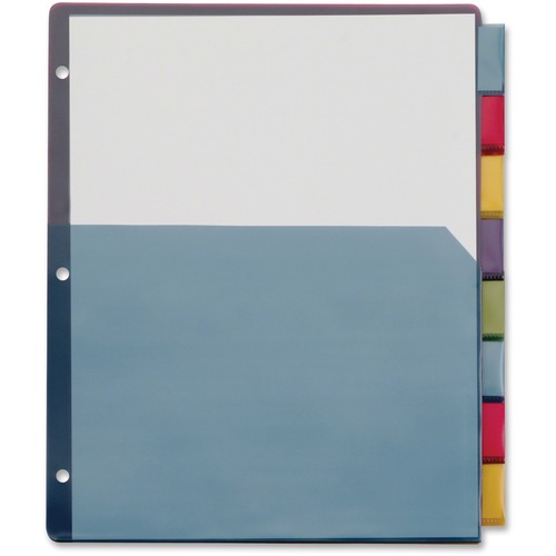 Single Pocket Poly Dividers, 8-Tab, Ast 4/PK