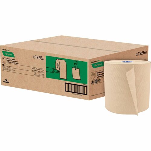 Paper Towels, Recycled, 1-Ply, 8" x 1050', Kraft 6/CT