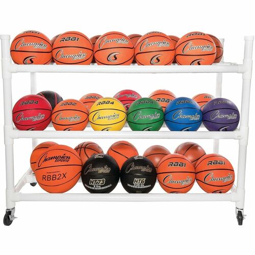 Basketball Cart, Heavy-Duty, 30-Ball Cap, 19"x55"x45", WE