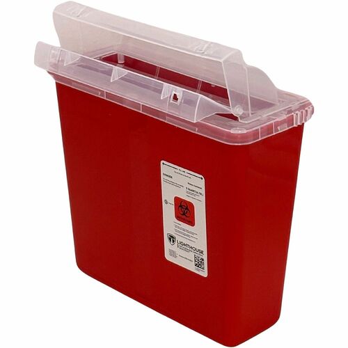 Sharps Container, With Counter Balanced Lid, 5 Quart, Red