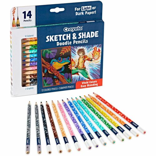 Pencils, Sketch/Shade, 12 Colors, 2 Graphite-2H/HB, AST 14/PK