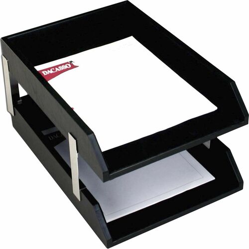 Letter Trays, Silver Posts, Legal, 15" x 10-1/4" x 8-1/2", Black