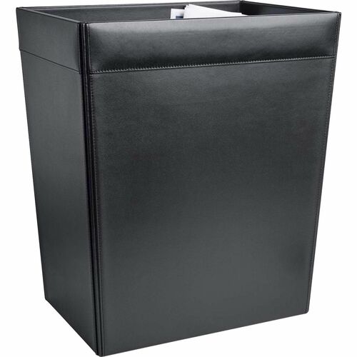 Wastebasket, Classic Leather, 32 Quart, 14-1/4"x10-1/4"x16-1/2", Black