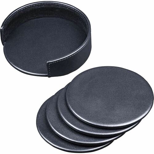 Coaster Set, Classic, 4-2/5"x4-2/5"x1-2/5", Black
