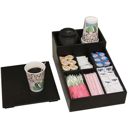 Coffee Condiment Organizer, 9-3/5" x 16-1/4" x 6-1/10", Black
