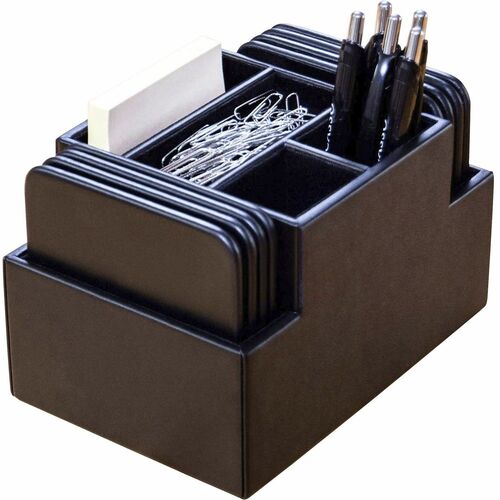 Coaster Set, 8 Sq, Leatherette, 6-4/5"x4-4/5"x4-2/5", Black