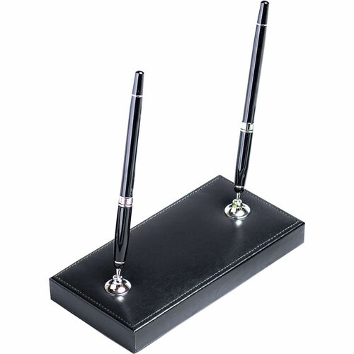 Stand, Pen, Double, Leather, Bond, Black
