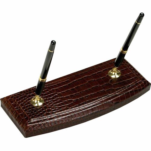 Pen Stand, Double, Crocodile, 9-1/4" x 4-1/4" x 8", Brown