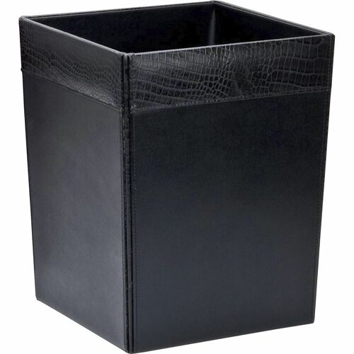 Wastebasket, Crocodile, 14 Quart, 9-1/2"x9-1/2"x12", Black