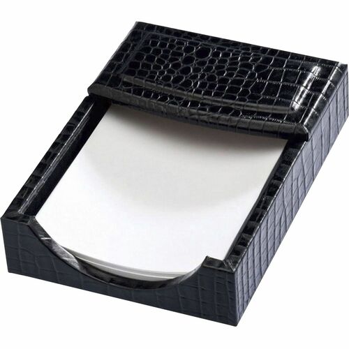 Memo, Leather, Croc Embossed, Black