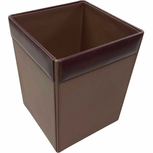 Wastebasket, Mocha Leather, 14 Quart, 9-1/2"x9-1/2"x12", BN