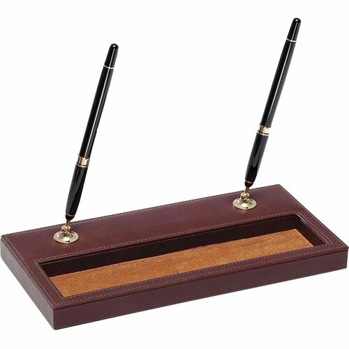 Pen Stand, Double, With Storage, Mocha, 5-2/5"x11-1/10"x1", BN