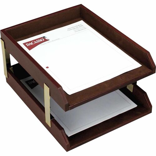 Letter Trays, Gold Posts, Mocha, 13-3/4" x 10-3/5" x 7-1/4", BN