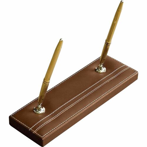 Pen Stand, Double, 11" x 3-1/2" x 8-1/2", Brown