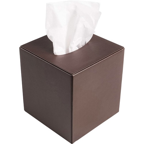 Tissue Box Cover, 5-1/10" x 5-1/10" x 5-1/2", Brown