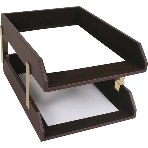 Letter Trays, Gold Posts, Legal, 15" x 10-1/4" x 8-1/2", Black