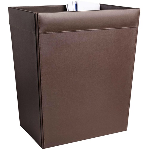 Wastebasket, Choco Leather, 32 QT, 14-1/4"x10-1/4"x16-1/2", BN