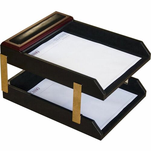 Letter Tray, Double, 13-3/4" x 10-3/5" x 7-3/4", RWD/Black