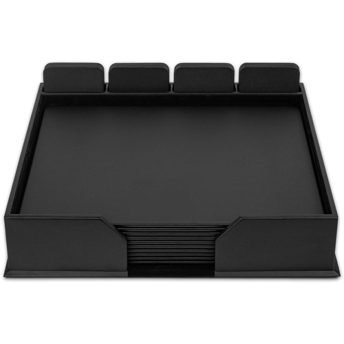 Conference Room Set, Sq Coasters, 23 Pc, 18-1/4"x16-1/2"x4", Black