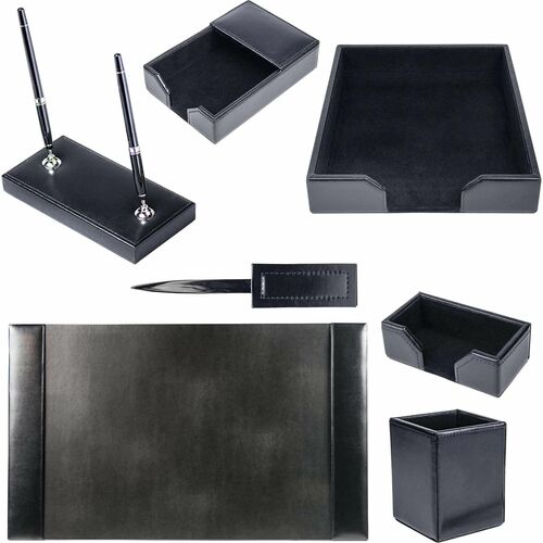 Desk Set, 7 Pc, 30" x 18" x 4", Black
