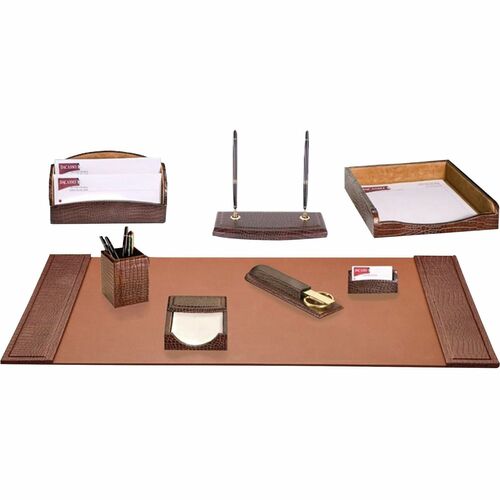 Desk Set, Crocodile, 8 Pc, 34-3/4" x 20-3/4" x 5-2/5", BN