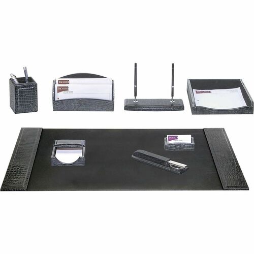 Desk Set, Crocodile, 8 Pc, 34-3/4"x20-3/4"x5-2/5", Black