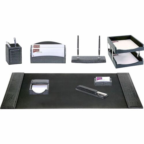 Desk Set, Crocodile, 10 Pc 34-3/4"x20-3/4"x5-2/5", Black