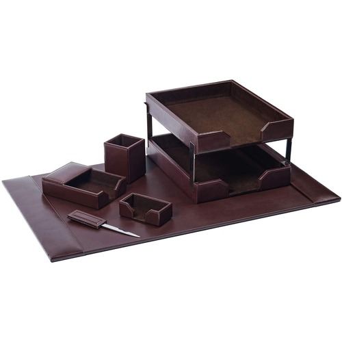 Desk Set, 8 Pc, 31" x 20" x 4", Brown