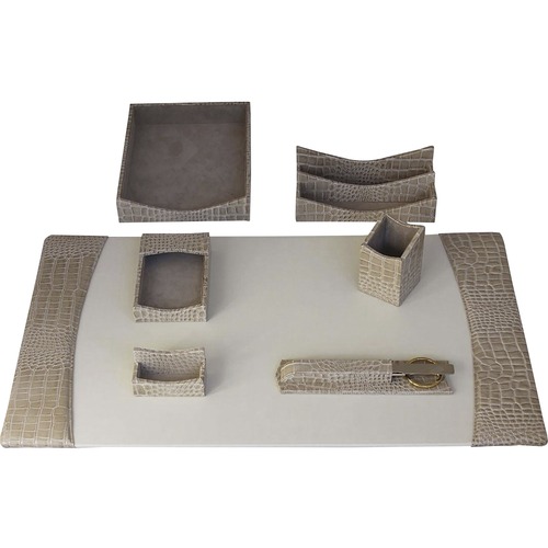 Desk Set, 7 Pc, Crocodile, Breeze, 34-3/4" x 20-3/4" x 5-2/5", Bg