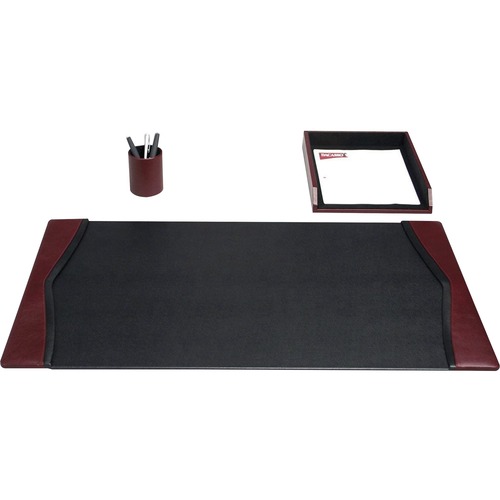 Desk Set, With Trim, 3 Pc, 34-3/4"x20-3/4"x5-2/5", Black/Blue