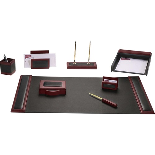Desk Set, 8 Pc, African Rosewood, Black/Rosewood