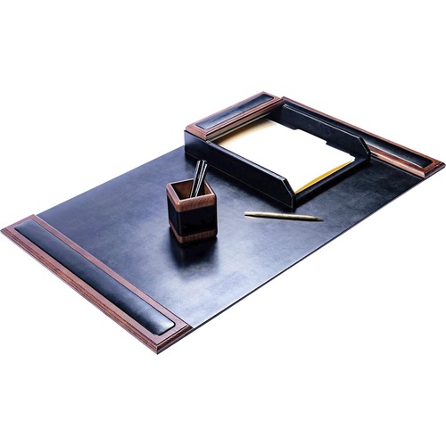 Desk Set, 3 Pc, 34-3/4"x20-3/4"x5-2/5", Black/Walnut