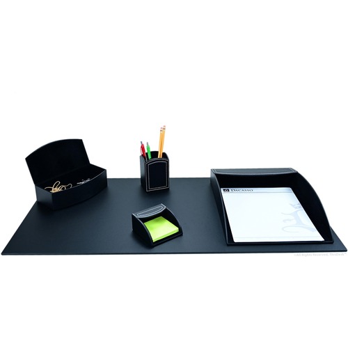 Desk Set, 5 Pc, 32" x 16" x 4-1/4", Black