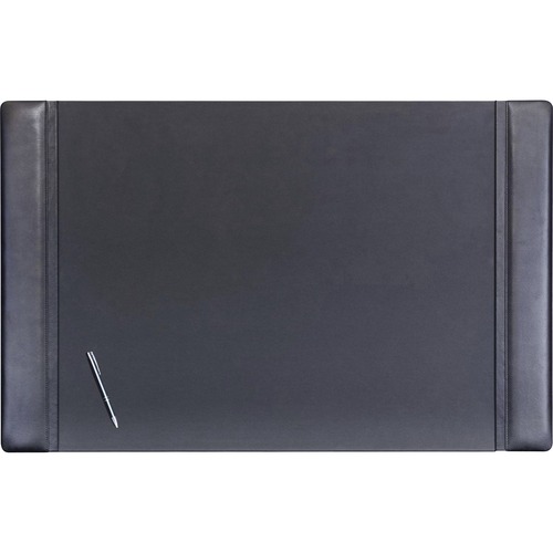 Desk Pad, W/ Side-Rail, 24"Wx38"Lx3/5"H, Black