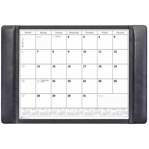 Desk Pad, w/ Calendar Insert, 25-1/2"x17-1/4"x1/2", Black