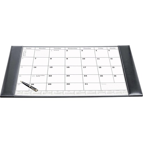 Desk Pad, With Calendar Insert, Rustic, 34"x20"x1/2", Black