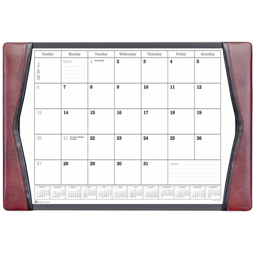 Desk Pad, With Calendar, Accent Trim, 25-1/2"x17-1/4"x1/2", Brown