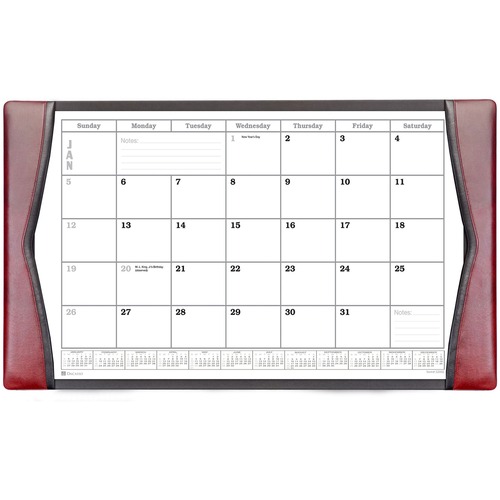 Desk Pad, With Calendar, Accent Trim, 34"x20"x1/2", Brown