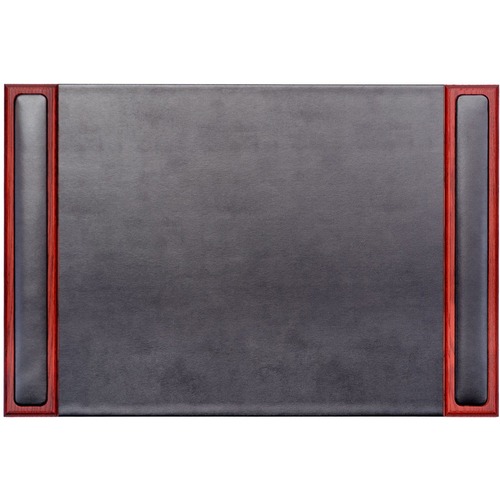 Desk Pad, With Side-Rail, 17-1/4"x25-1/2"x3/5", Rosewood/Black