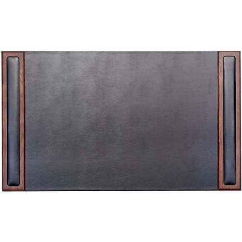 Desk Pad, With Side-Rail, 20"Wx34"Lx3/5"H, Walnut/Black