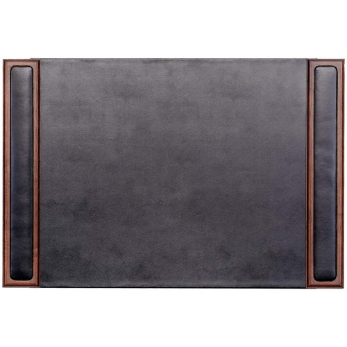 Desk Pad, With Side-Rail, 17-1/4"Wx25-1/2"Lx3/5"H, Walnut/Black