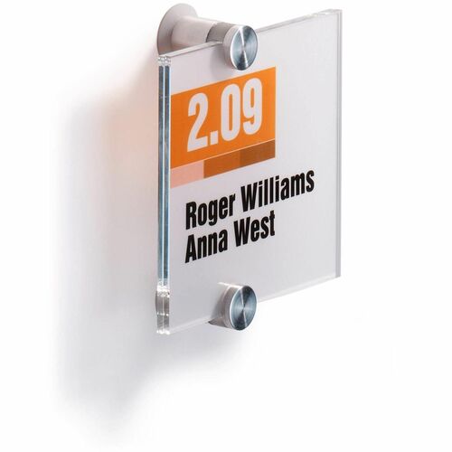 Wall Sign, Interior, Acrylic, 4-1/8" x 7/8" x 4-1/8", Clear