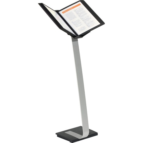 Floor Display, 10-Panel System Holder, 20"x11"x40", Black/Aluminum