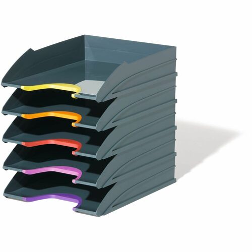 Letter Trays, 10"Wx12-4/5"Dx2-1/2"H, Anthracite Gray 5/PK