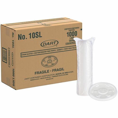 Lid, 10 Ounce, HIPS Straw, 100/PK 10/CT