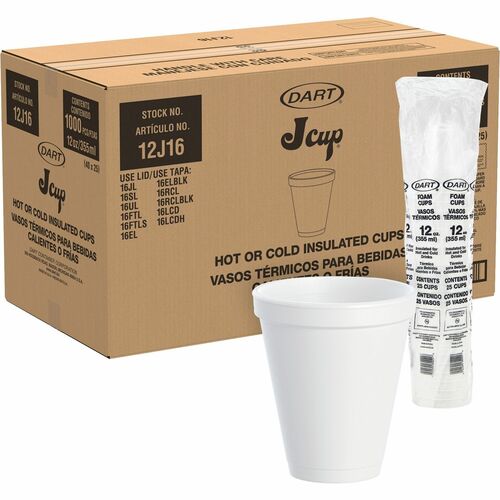 Cup, Foam, 12 Oz, White, 40/PK 25/CT