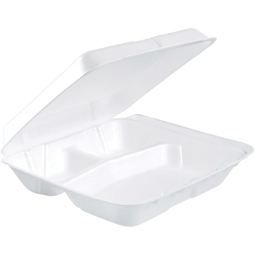 Container, Hinged Lid, 3 Compartment, 100/PK 2/CT