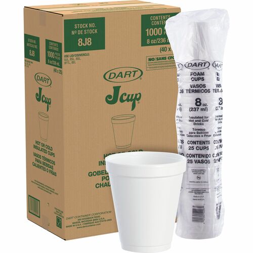 Cup, Foam, 8 Ounce, White, 25/PK 40/CT