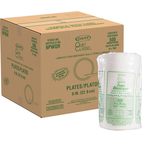 Plate, Plastic, 9", White, 125/PK 4/CT